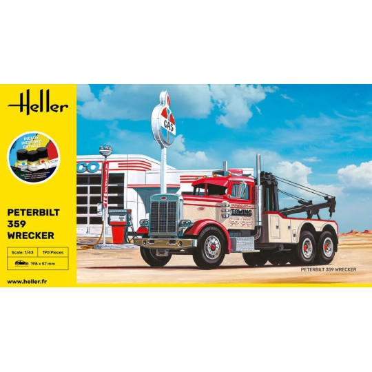 HEL-56794-Maquette camion Peterbilt 359 Wrecker 1/43 Heller + colle et peintures