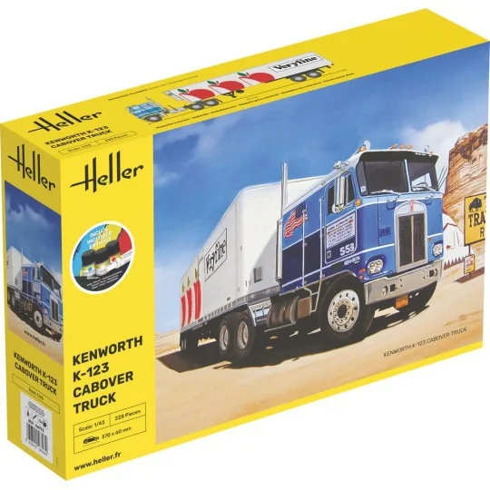 Kenworth K-123 Cabover Truck 1/43 Heller truck model + glue and pai... HEL-56793-Kenworth K-123 Cabover Truck 1/43 Heller truck model + glue and paints - HEL-56793