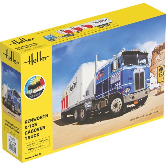 HEL-56793-Kenworth K-123 Cabover Truck 1/43 Heller truck model + glue and paints