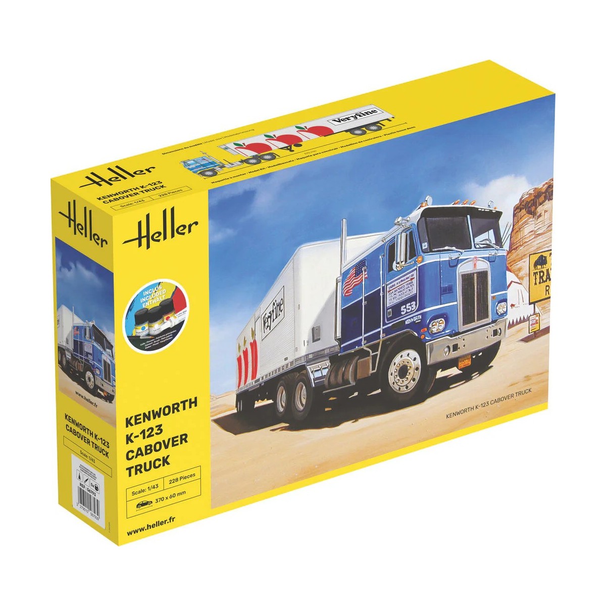 Kenworth K-123 Cabover Truck 1/43 Heller truck model + glue and...