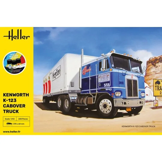 Kenworth K-123 Cabover Truck 1/43 Heller truck model + glue and pai... HEL-56793-Kenworth K-123 Cabover Truck 1/43 Heller truck model + glue and paints - HEL-56793