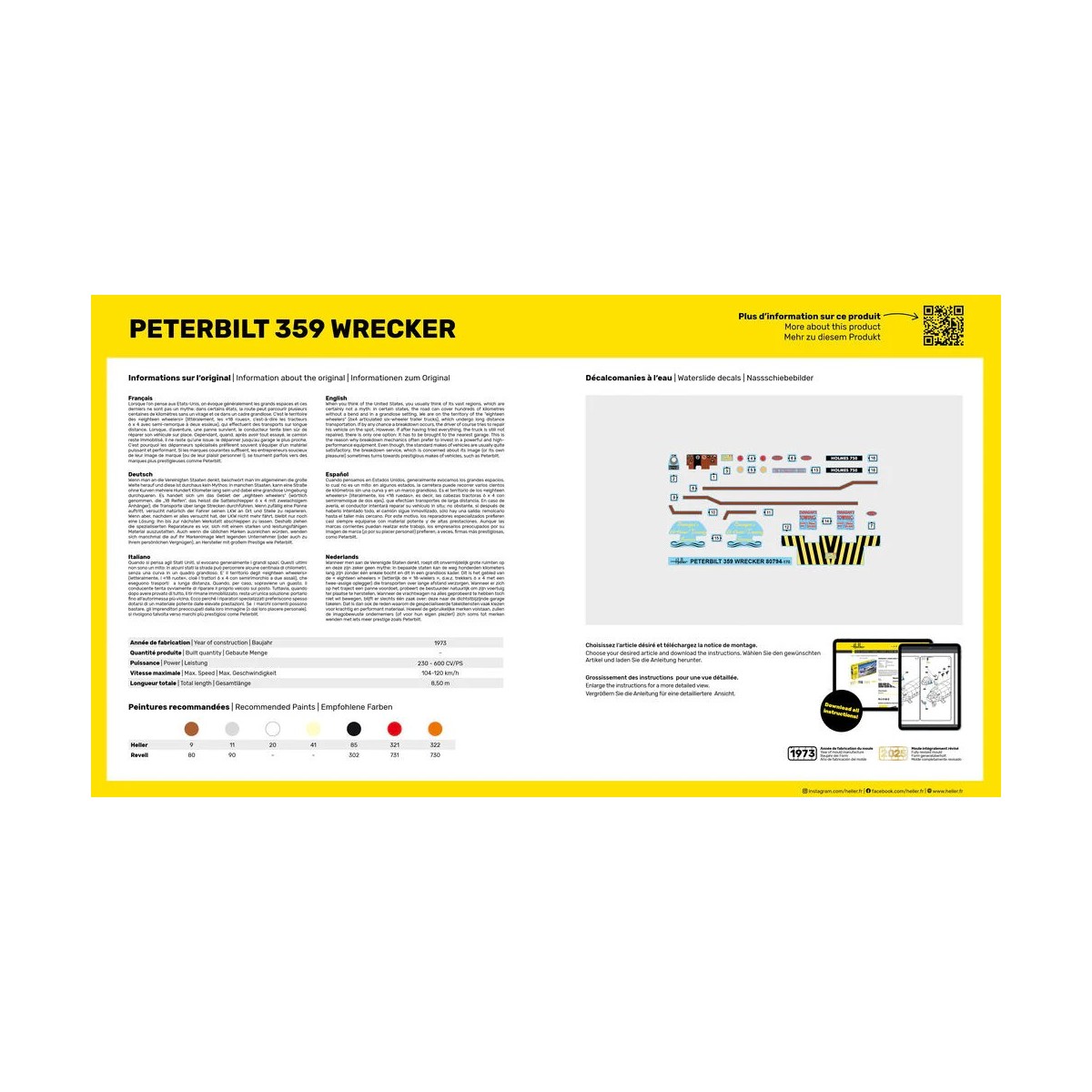 Peterbilt 359 Wrecker 1/43 Heller truck model - HEL-80794