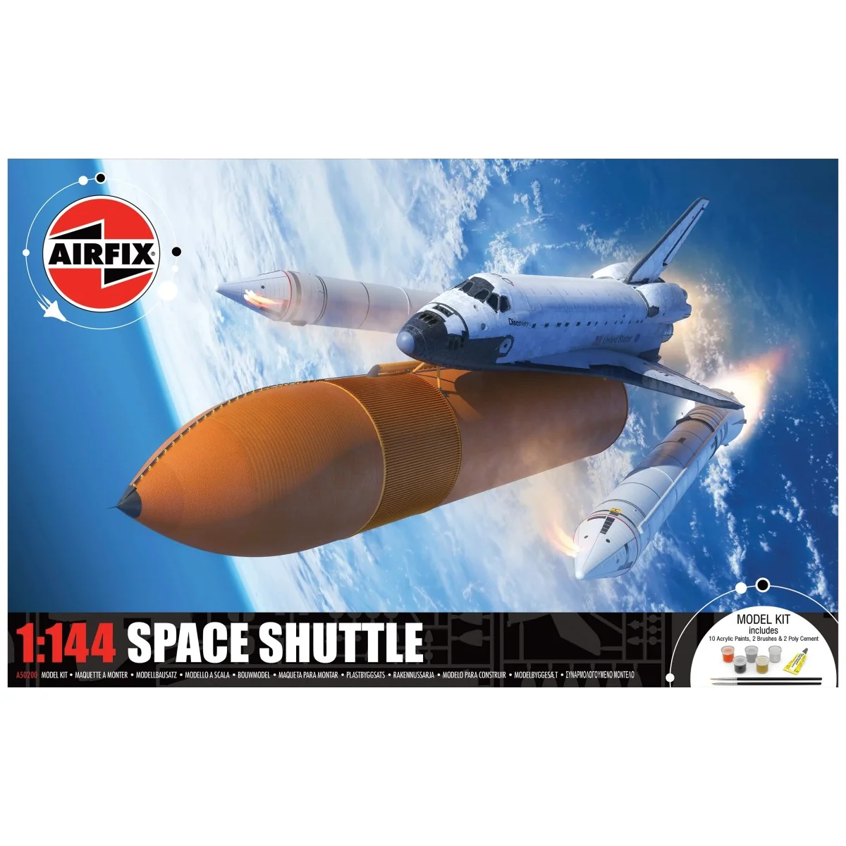 Airfix 1/144 Space Shuttle model kit + glue and paints - A50200 - A...