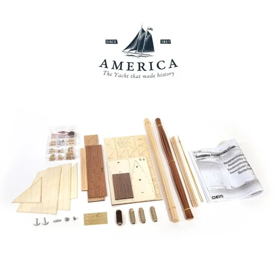 12014-Maquette yacht America 1851 Coupe de l’America 1/75 kit construction bois OcCre - 12014