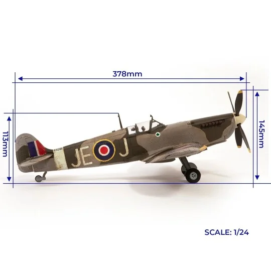 2WW01-Supermarine Spitfire Mk IXc EN398 1/24 scale model airplane kit, OcCre wood construction - 2WW01