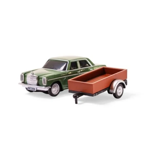 500504169-Carson 1/87 HO Green Mercedes-Benz 200/8 RC Car + Trailer - 500504169