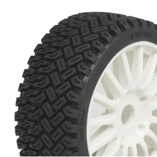 HTR-T454-Rallycross tires on white spoked rims TT 1/8 Hobbytech - HTR-T454