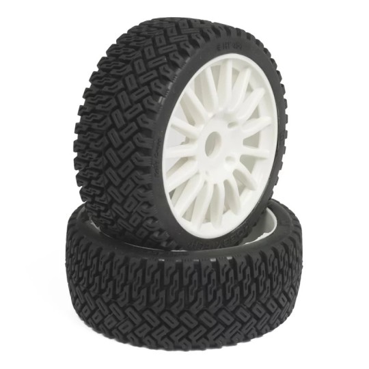 HTR-T454-Rallycross tires on white spoked rims TT 1/8 Hobbytech - HTR-T454