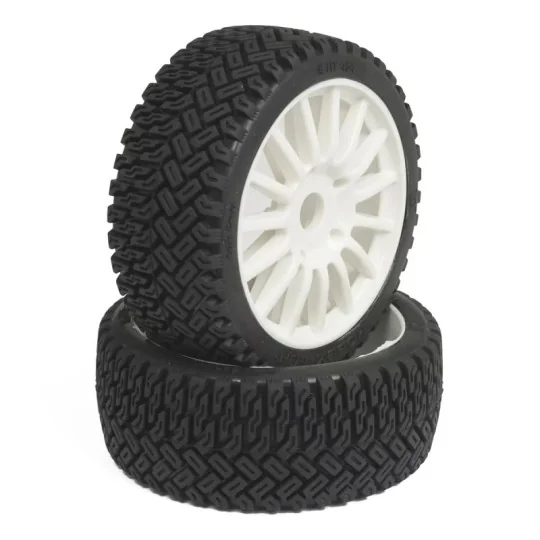 Rallycross tires on white spoked rims TT 1/8 Hobbytech - HTR-T454 -... HTR-T454-Rallycross tires on white spoked rims TT 1/8 Hobbytech - HTR-T454