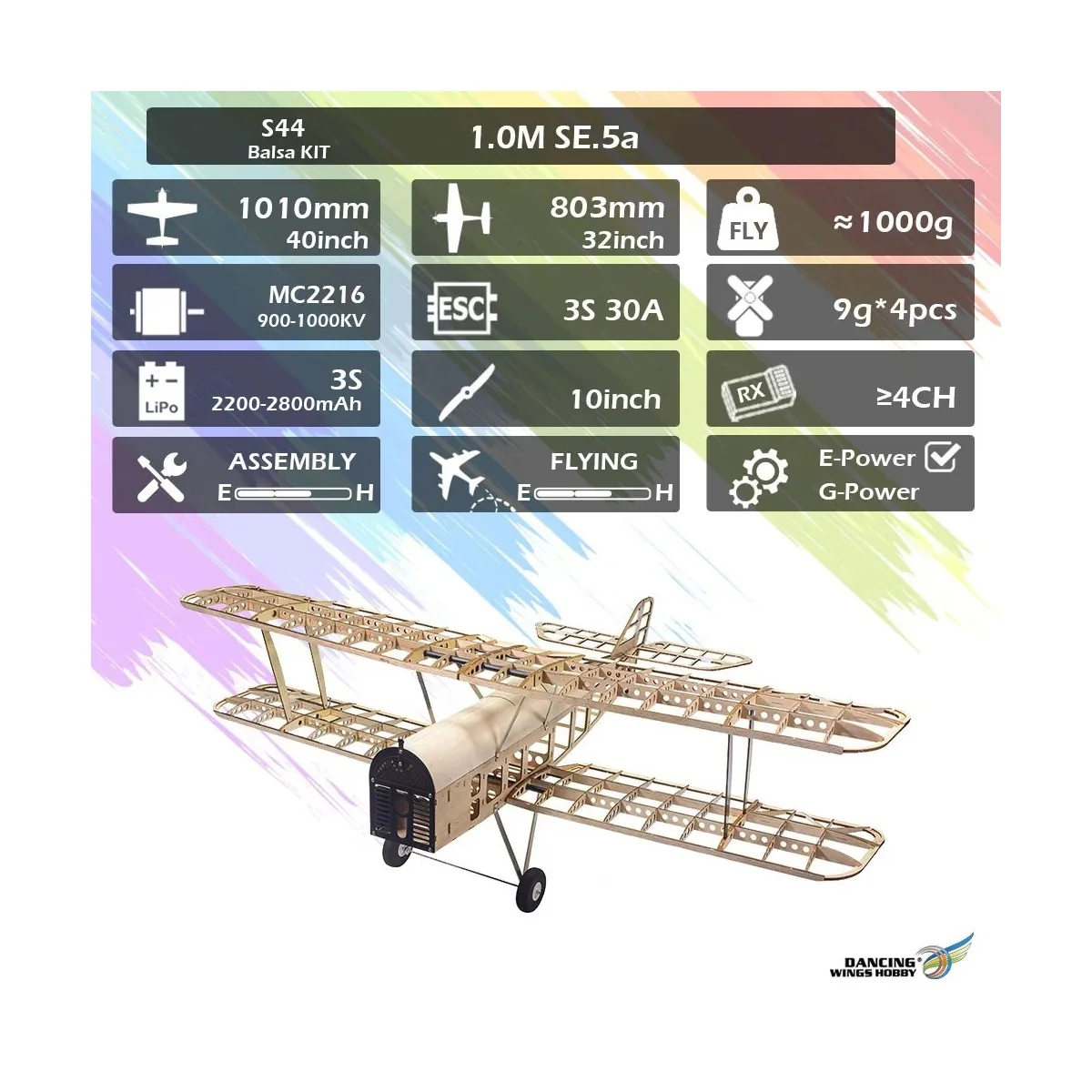 SE5.a 1m S44 Kit balsa DW Hobby - S4401 - S4401