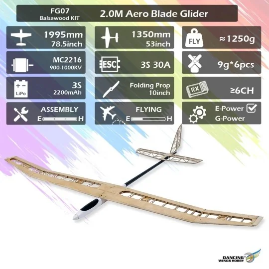 FG0701-Planeur Aero Blade 2m kit balsa DW Hobby - FG0701
