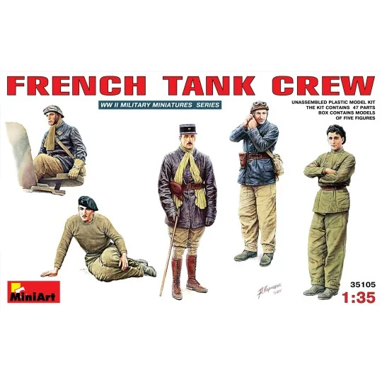 1/35 scale model of a French tank crew - MiniArt 35105 - 35105 35105-1/35 scale model of a French tank crew - MiniArt 35105