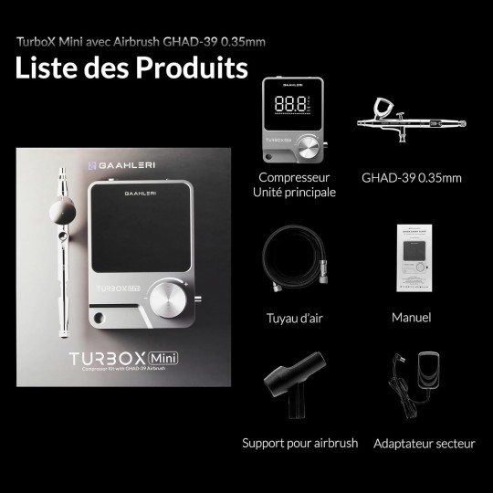 Turbox Mini Ambition Series Airbrush Kit with Mini Air Compressor... 47606-Turbox Mini Ambition Series GHAD-39 Gaahleri 47606 Airbrush Kit with Mini Air Compressor