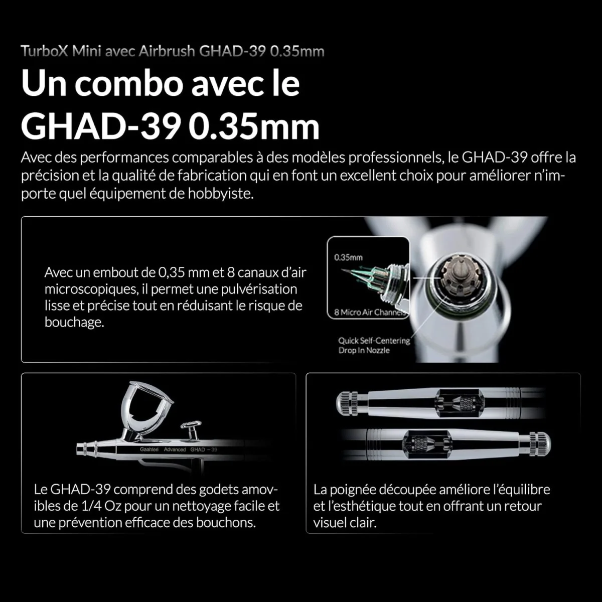 Kit Aérographe avec mini compresseur d'air Turbox Mini Ambition Ser...