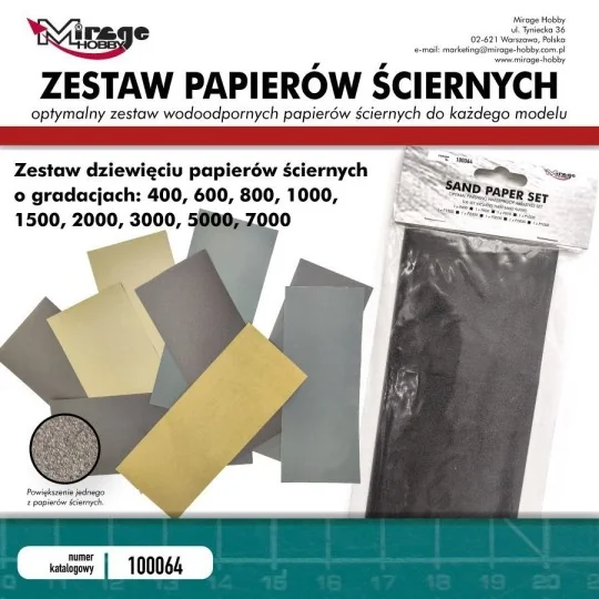 Jeu de papier abrasif 9 grains (400 à 7000) - Mirage Hobby 100064 -... 100064-Jeu de papier abrasif 9 grains (400 à 7000) - Mirage Hobby 100064