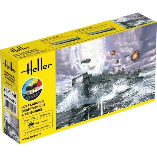 Heller LCVP Landing Craft Vehicle & Personnel 1/72 scale model kit ... HEL-56995-Heller LCVP Landing Craft Vehicle & Personnel 1/72 scale model kit + glue and paints - 56995