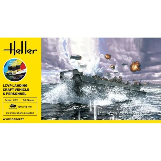 Heller LCVP Landing Craft Vehicle & Personnel 1/72 scale model kit ... HEL-56995-Heller LCVP Landing Craft Vehicle & Personnel 1/72 scale model kit + glue and paints - 56995