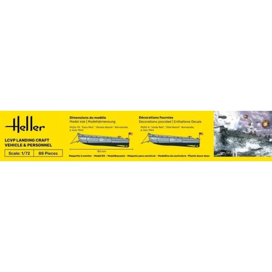 Heller LCVP Landing Craft Vehicle & Personnel 1/72 scale model kit ... HEL-56995-Heller LCVP Landing Craft Vehicle & Personnel 1/72 scale model kit + glue and paints - 56995