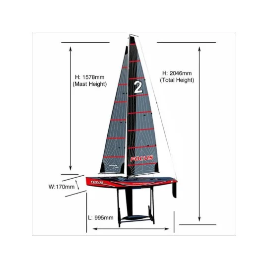 8812V3R-Joysway RTS Focus V3 Red Sailboat - 8812V3R