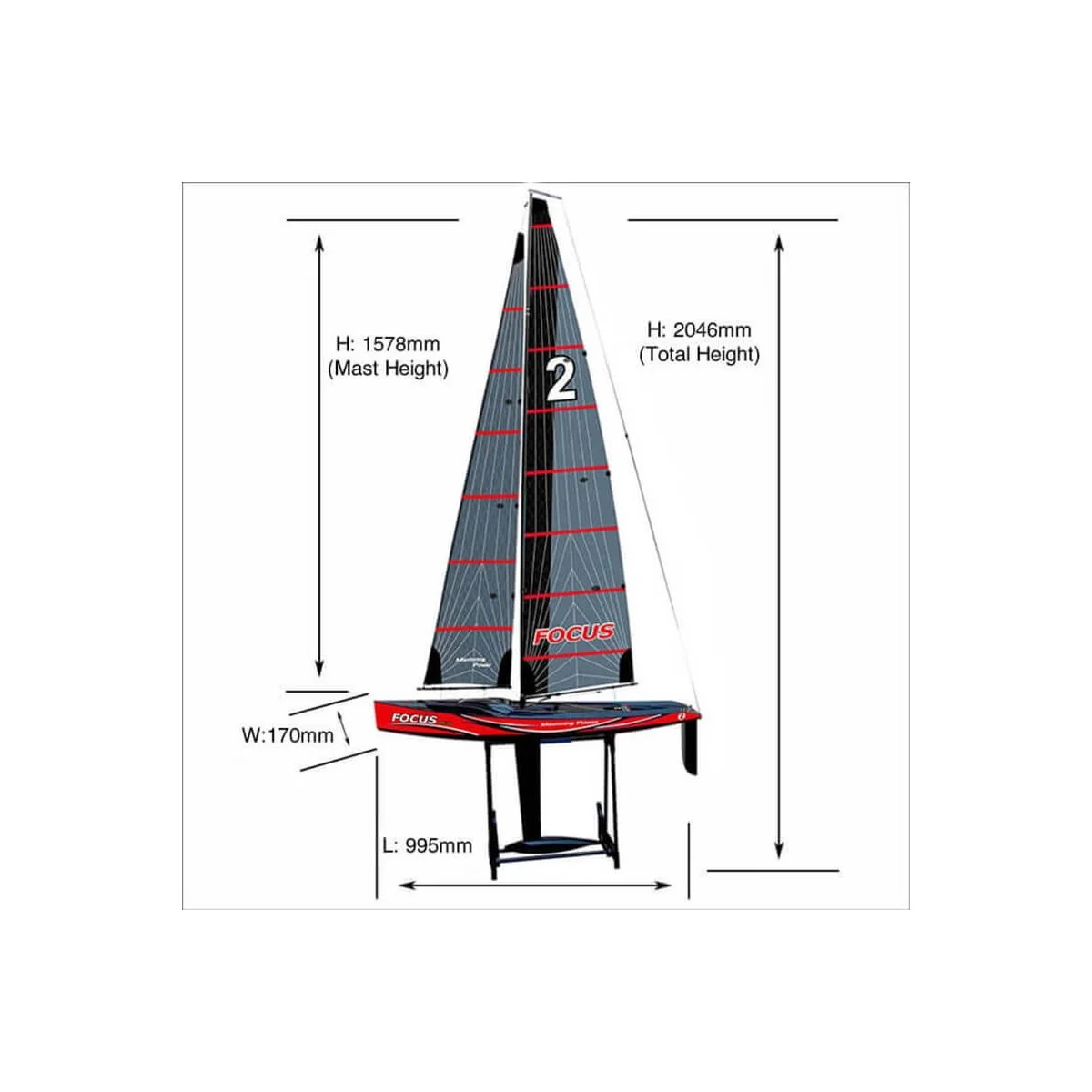 Voilier Focus V3 rouge RTS Joysway - 8812V3R - 8812V3R