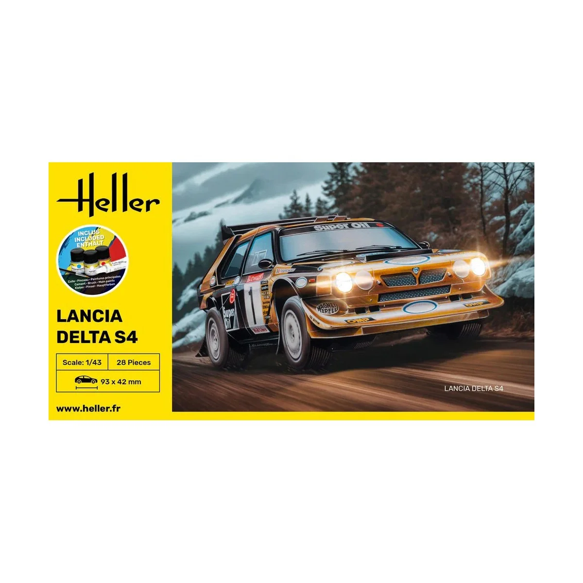 Lancia Delta S4 1/43 Heller + glue and paints - 56177 - HEL-56177 Lancia Delta S4 1/43 Heller + glue and paints - 56177 - HEL-56177