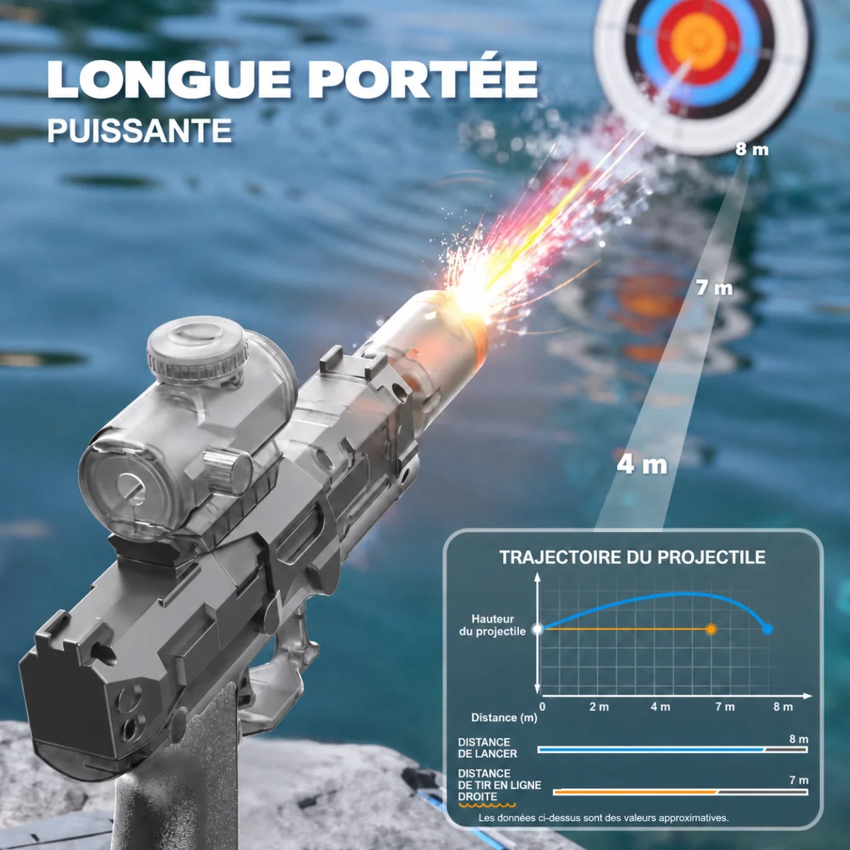 Pistolet à eau électrique automatique, jouet d'extérieur, longue po... Pistolet à eau électrique automatique, jouet d'extérieur, longue po...