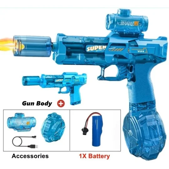 Automatic electric water gun, outdoor toy, long range with lights -... NMRC-PISTEAU-Automatic electric water gun, outdoor toy, long range with lights