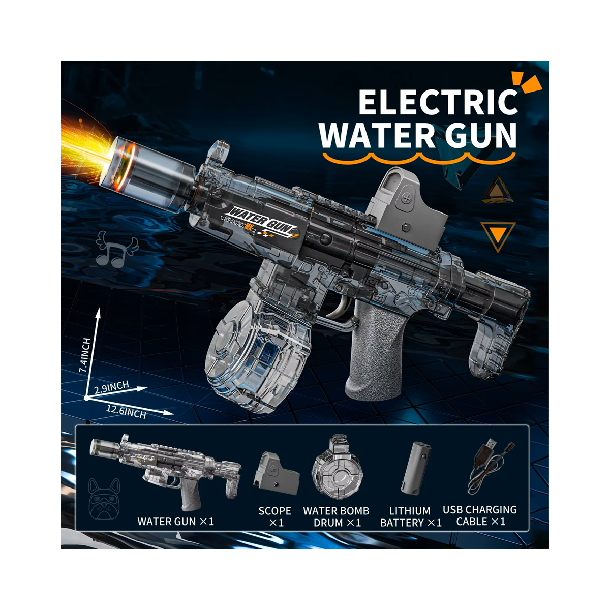 Pistolet à eau long électrique automatique, jouet d'extérieur, long...