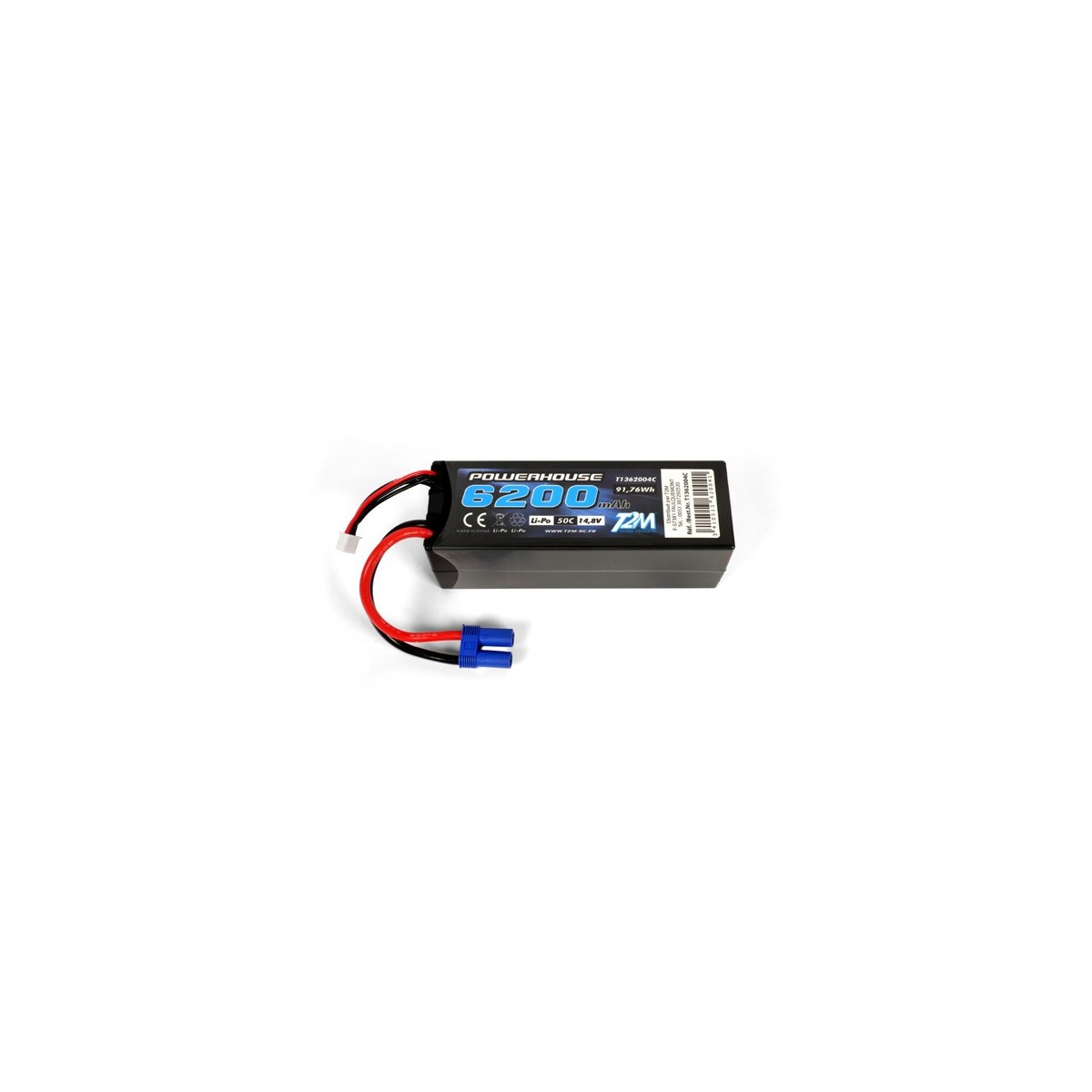 Li-Po 4S 14.8V 6200mAh 50C coqué (EC5) T2M - T1362004C - T1362004C Li-Po 4S 14.8V 6200mAh 50C coqué (EC5) T2M - T1362004C - T1362004C