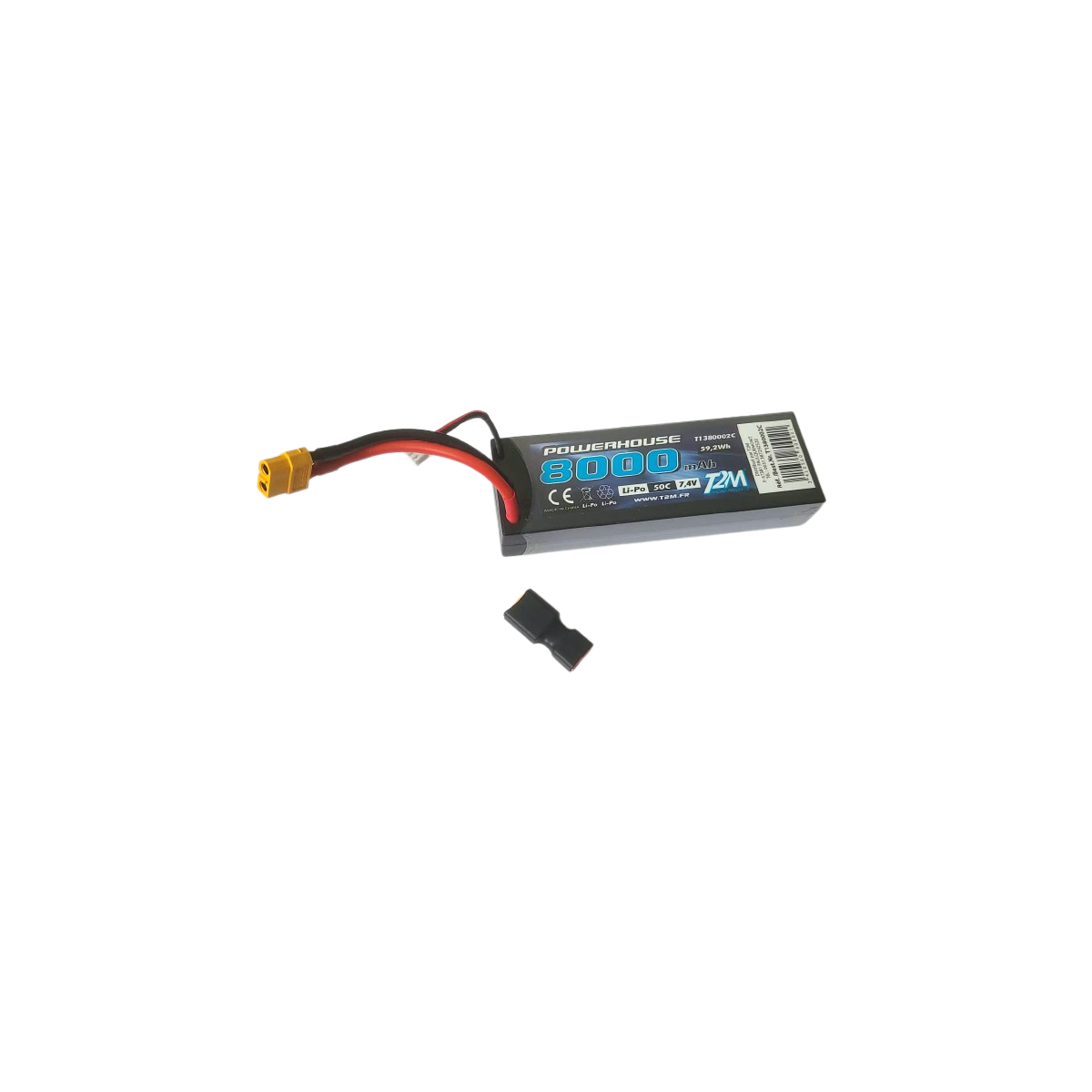 Li-Po 2S 7.4V 8000mAh 50C coqué (XT60/Dean) T2M - T1380002C - T1380...