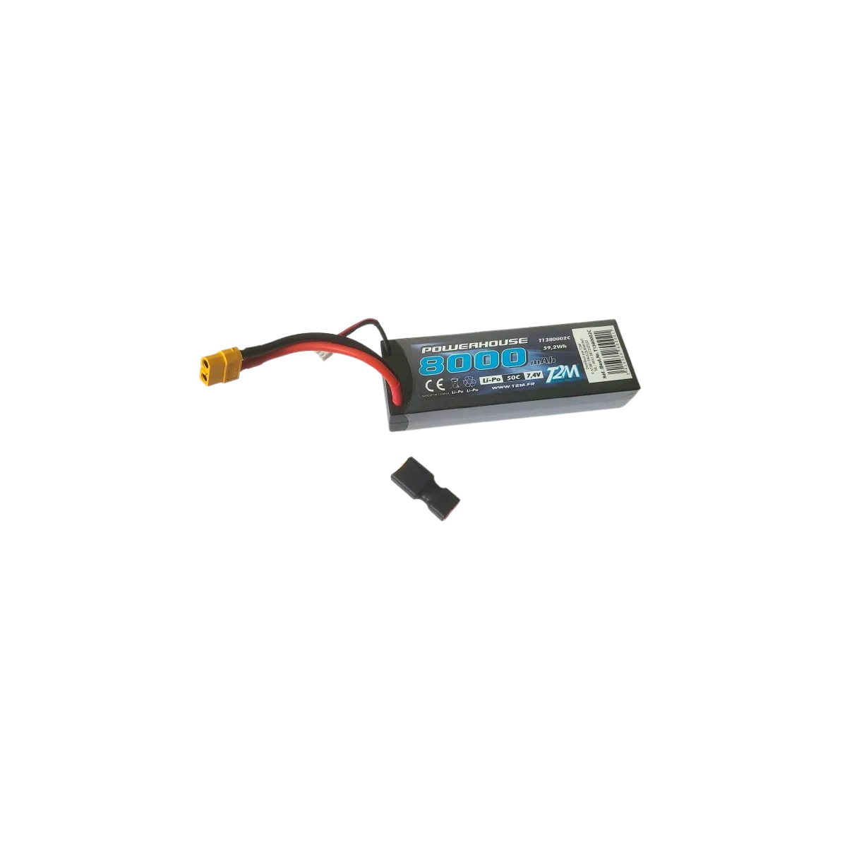 Li-Po 2S 7.4V 8000mAh 50C shelled (XT60/Dean) T2M - T1380002C - T13... Li-Po 2S 7.4V 8000mAh 50C shelled (XT60/Dean) T2M - T1380002C - T13...