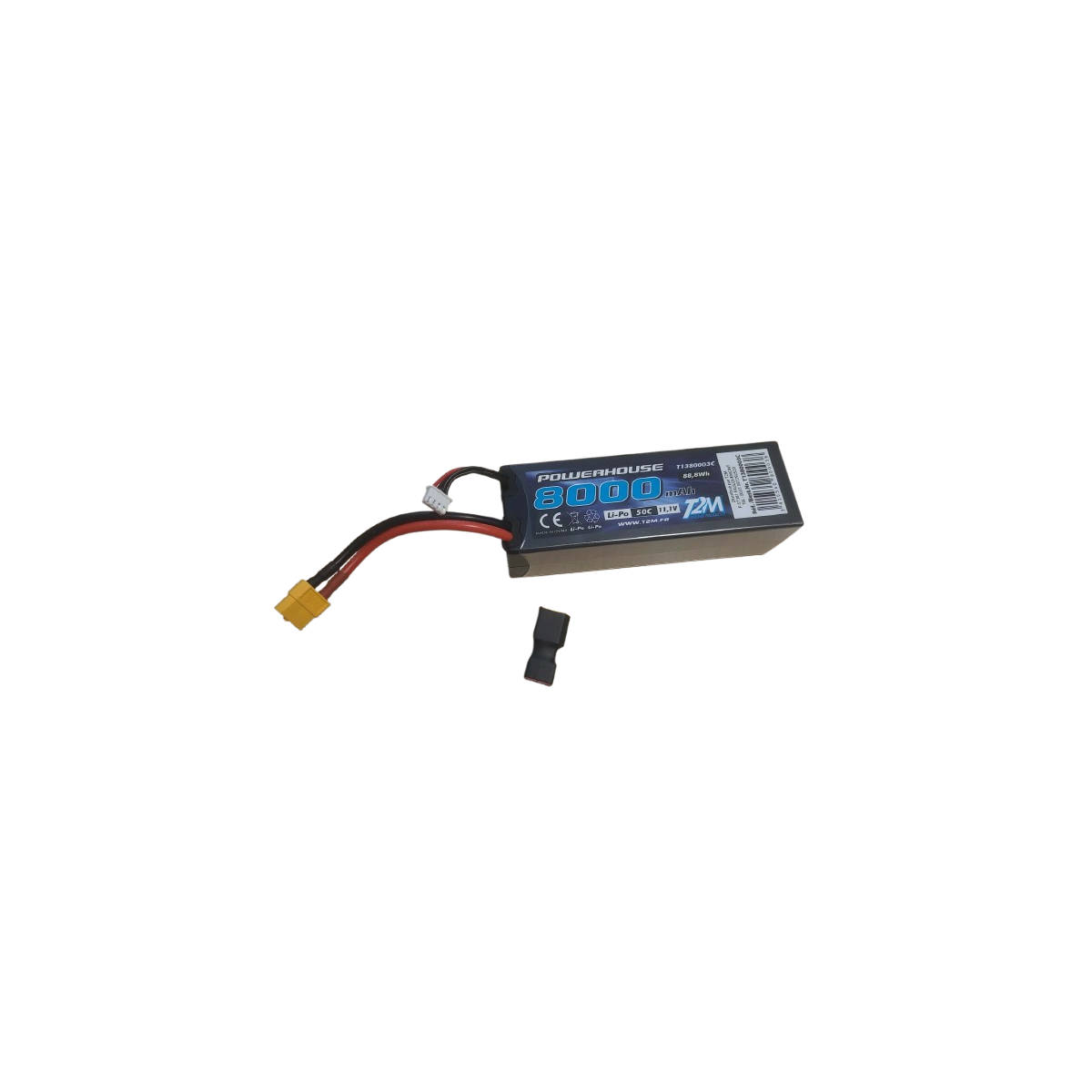 Li-Po 3S 11.1V 8000mAh 50C coqué (XT60/Dean) T2M - T1380003C - T138...