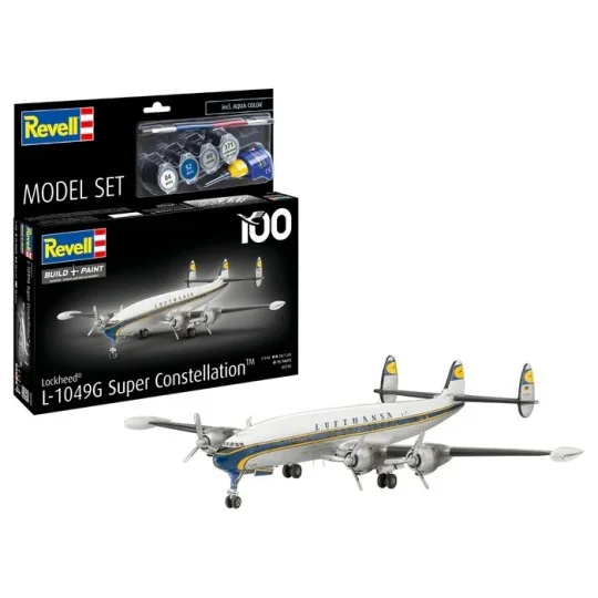 Maquette avion Lockheed L.1049G Super Constellation Lufthansa 1/144... 63745-Maquette avion Lockheed L.1049G Super Constellation Lufthansa 1/144 + peintures Revell - 63745