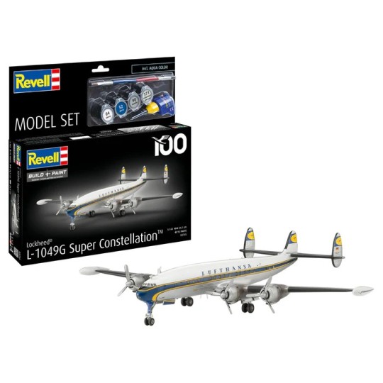 1/144 scale Lockheed L.1049G Super Constellation Lufthansa model airplane... 63745-Lockheed L.1049G Super Constellation Lufthansa 1/144 scale model airplane + Revell paints - 63745