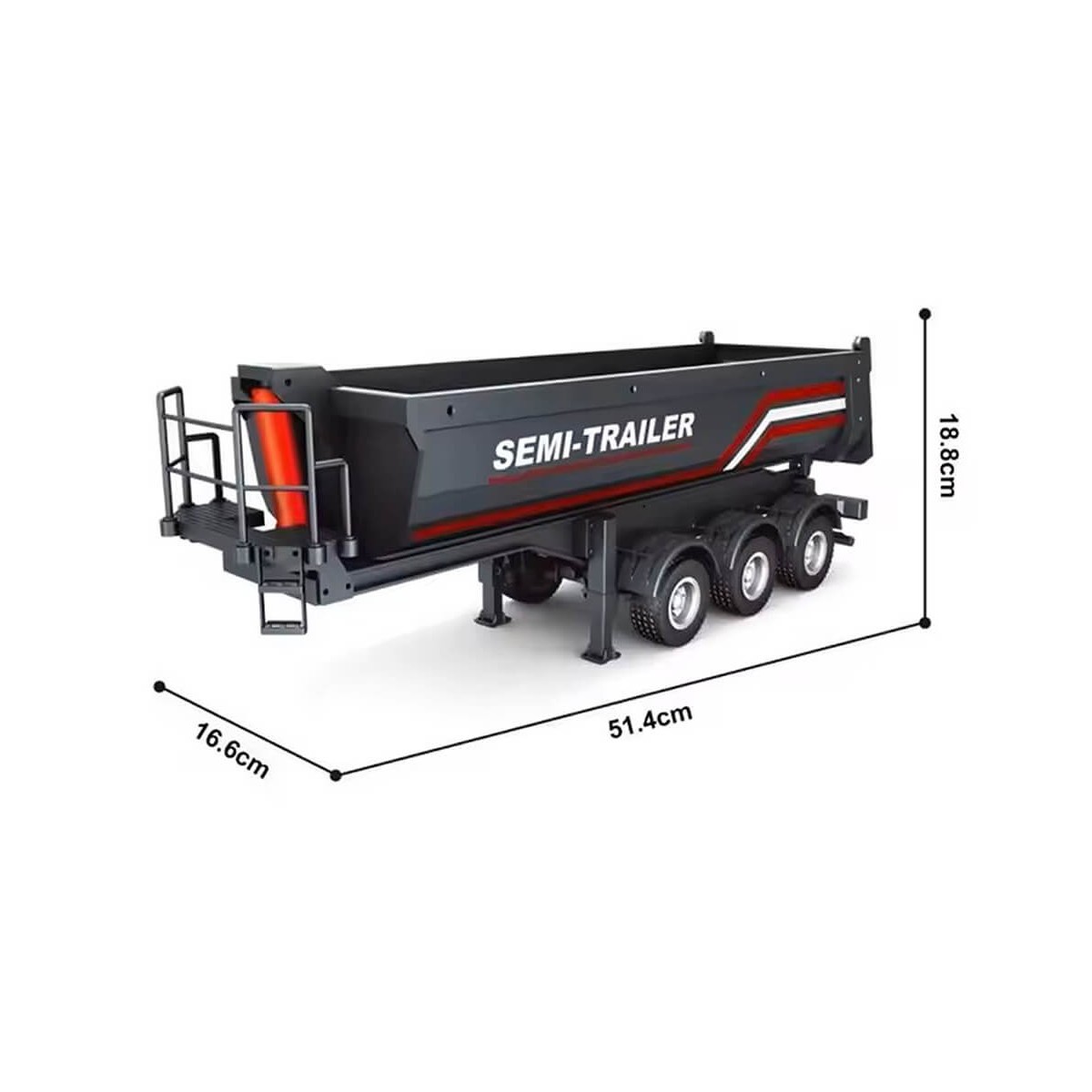 Remorque benne RC noire pour Scania 770S 1/18 Huina - CY1509 Remorque benne RC noire pour Scania 770S 1/18 Huina - CY1509