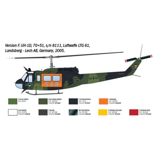 I2845-Maquette hélicoptère Italeri AB-205 / UH-1D "SAR" 1/48 - 2845