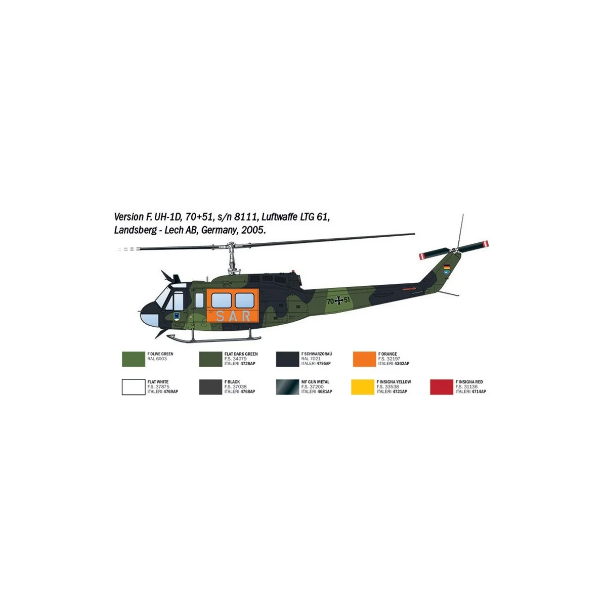 Italeri AB-205 / UH-1D "SAR" helicopter model 1/48 - 2845 - I2845