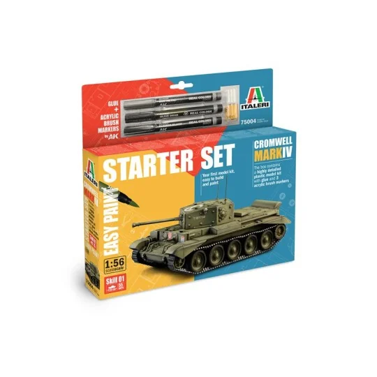 I75004-Maquette char Cromwell Mk. IV 1/56 + colle et peintures Italeri 75004