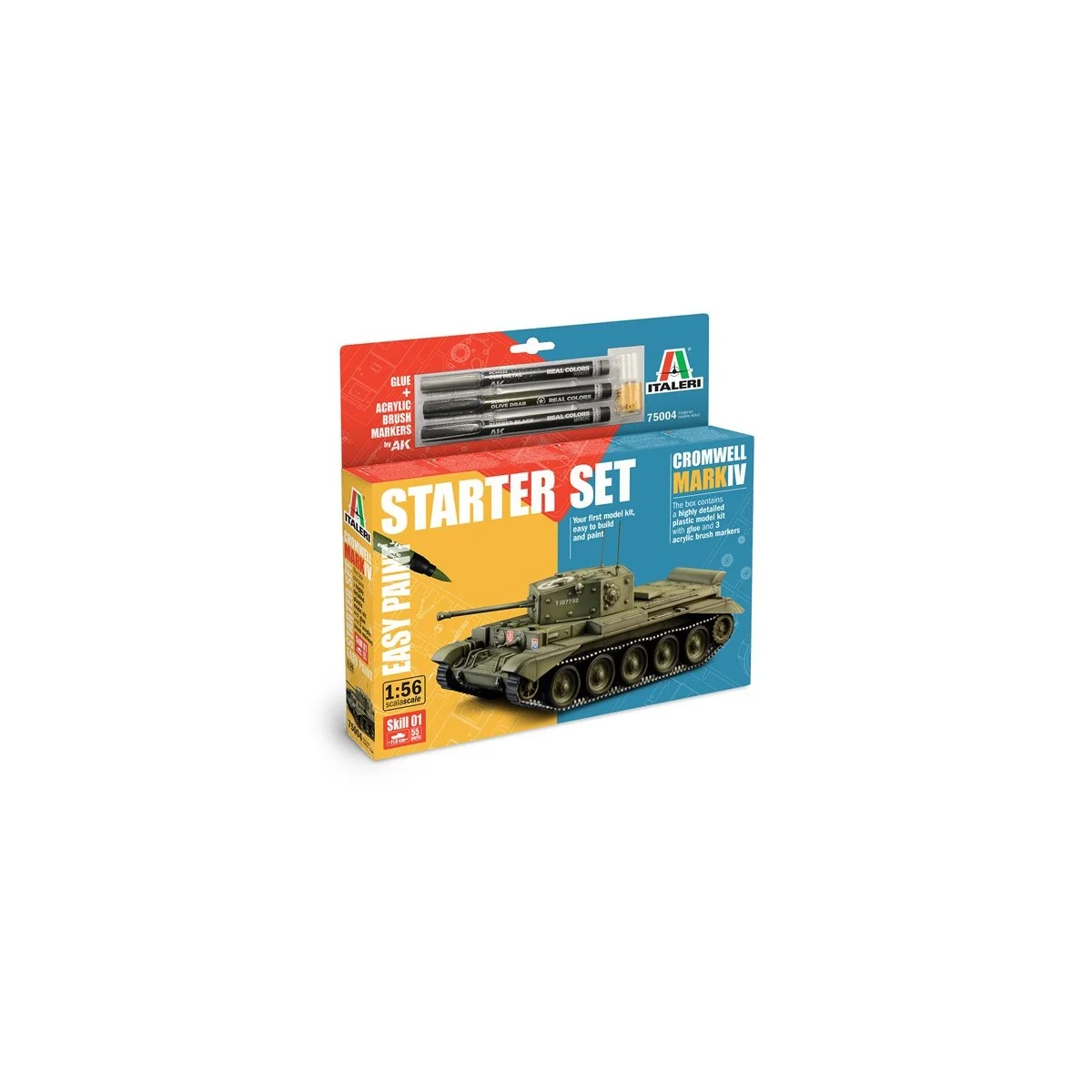 Cromwell Mk. IV 1/56 scale model kit + Italeri 750 glue and paints...