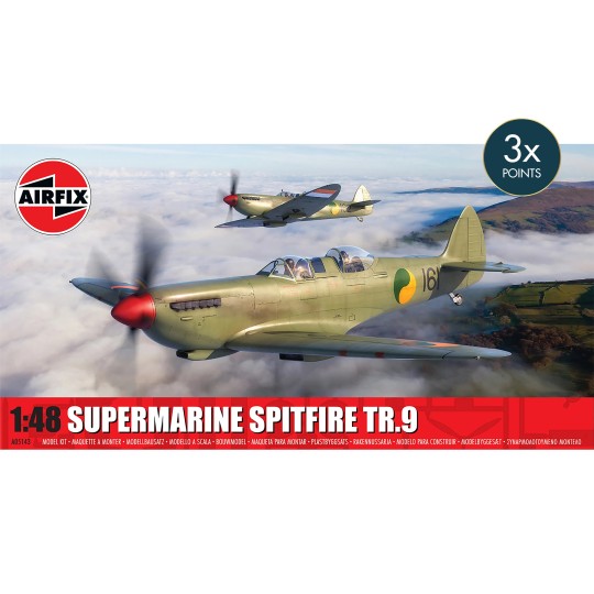 Airfix Supermarine Spitfire Tr.9 1/48 plastic model kit - A05143 - ... A05143-Airfix Supermarine Spitfire Tr.9 1/48 plastic model kit - A05143