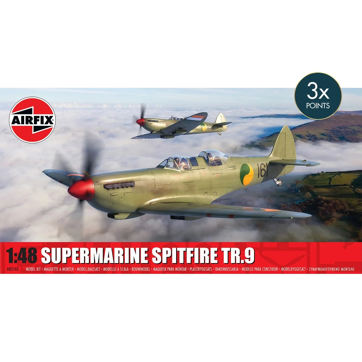 Airfix Supermarine Spitfire Tr.9 1/48 plastic model kit - A05143 - ... Airfix Supermarine Spitfire Tr.9 1/48 plastic model kit - A05143 - ...