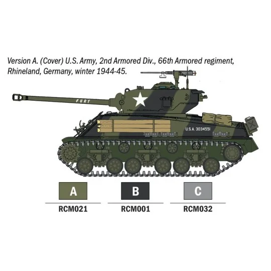 Sherman M4A3E8 Fury 1/56 tank kit + Italeri 7500 glue and paints... I75001-Italeri 75001 Sherman M4A3E8 Fury tank kit (1/56 scale) + glue and paints
