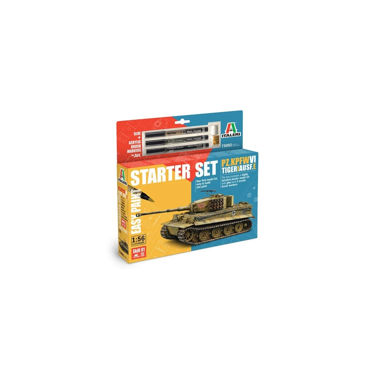 1/56 scale Pz.Kpfw. VI Tiger I Ausf.E tank model kit + glue and paints... 1/56 scale Pz.Kpfw. VI Tiger I Ausf.E tank model kit + glue and paints...