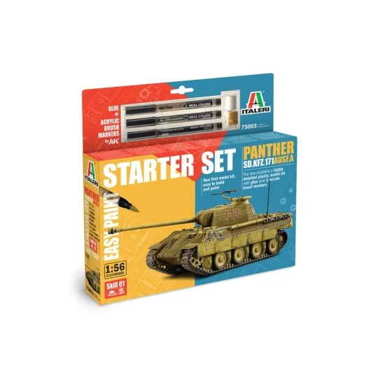 Panther Sd.Kfz.171 Ausf. A 1/56 scale model kit + glue and paints... I75003-Panther Sd.Kfz.171 Ausf. A 1/56 scale model kit + Italeri 75003 glue and paints