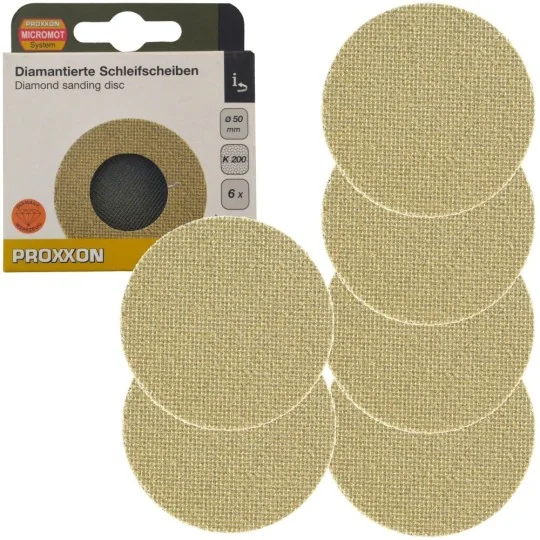 Proxxon 28676 Diamond Abrasive Sanding Disc Ø 50mm, Grit 200 (x6) -... PRX-28676-Proxxon 28676 Diamond Abrasive Sanding Disc Ø 50mm, Grit 200 (x6)