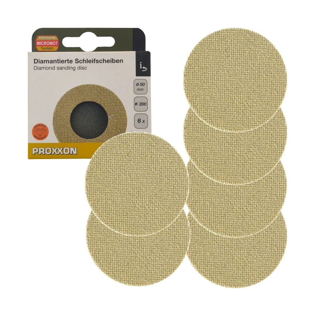 Proxxon 28676 Diamond Abrasive Sanding Disc Ø 50mm, Grit 200 (x6) -... Proxxon 28676 Diamond Abrasive Sanding Disc Ø 50mm, Grit 200 (x6) -...