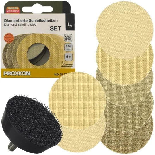 PRX-28679-Set of 7 Proxxon 28679 diamond abrasive sanding discs, 50mm diameter, grit 60 to 3000