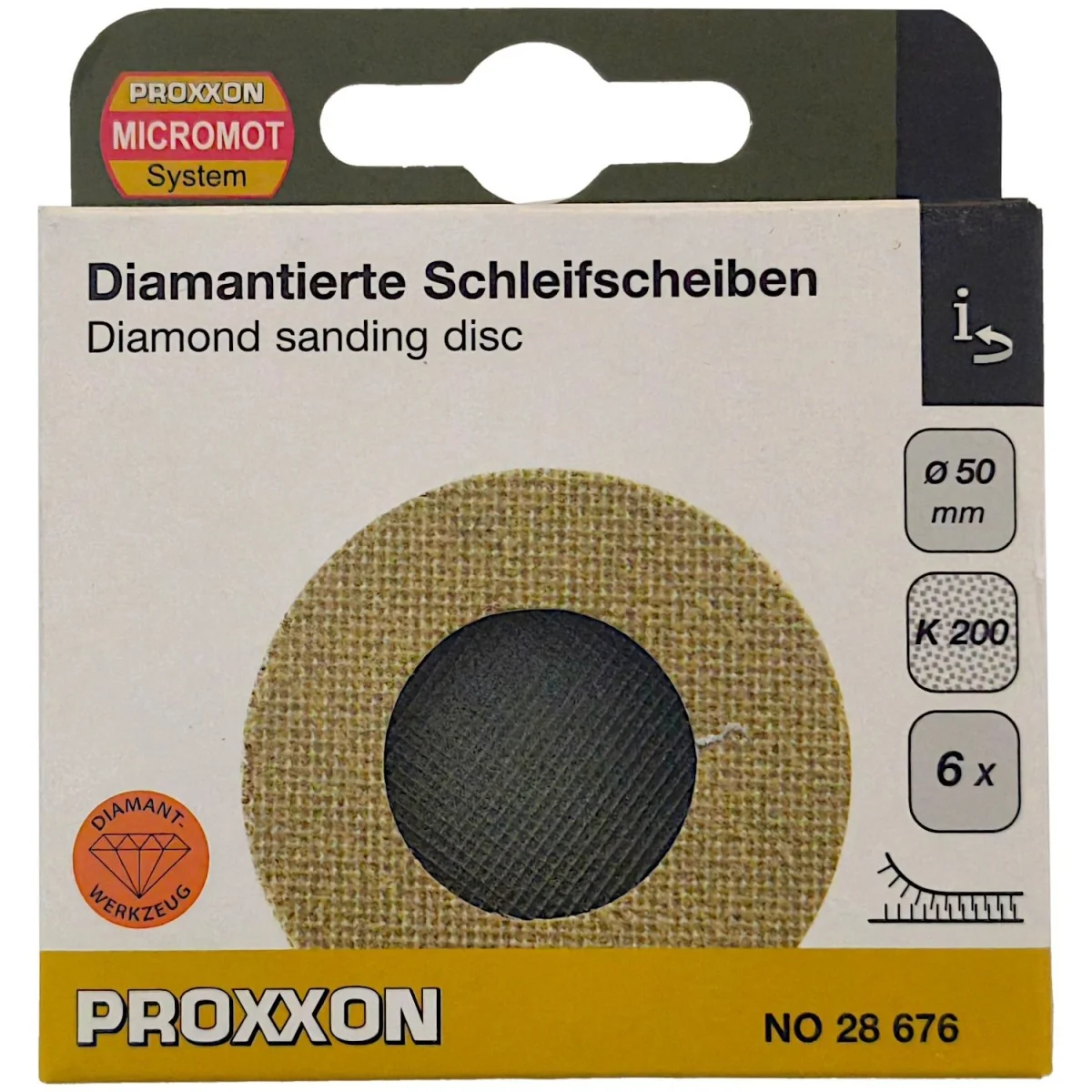 Disque de ponçage abrasif diamanté Ø 50mm, Grain 200 (x6) Proxxon 2... Disque de ponçage abrasif diamanté Ø 50mm, Grain 200 (x6) Proxxon 2...