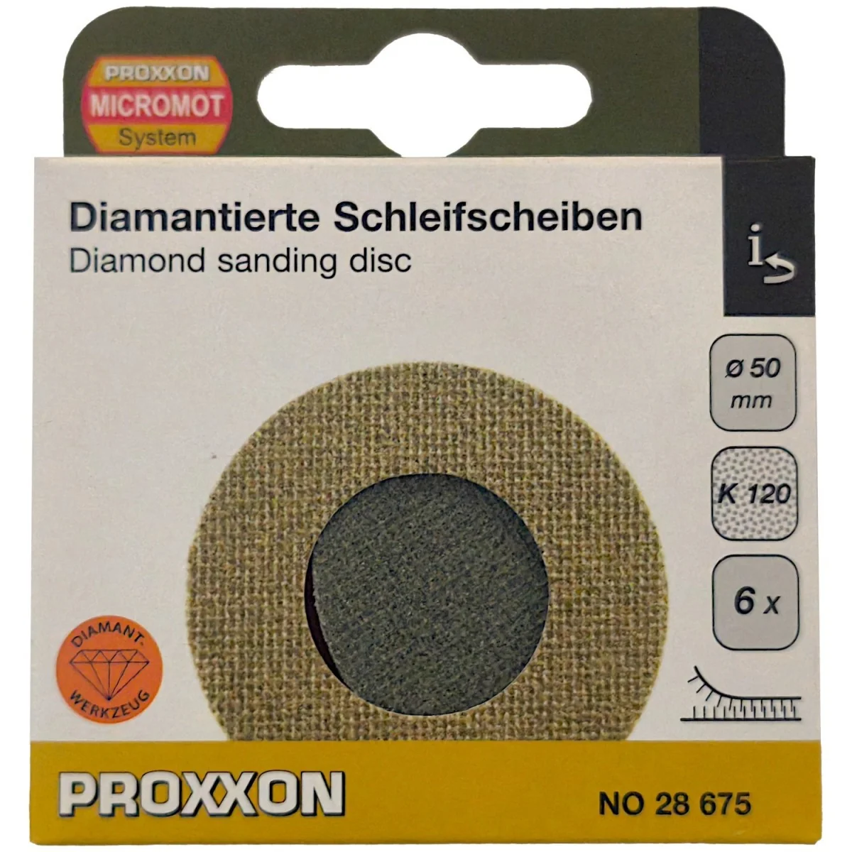 Proxxon 50mm Diameter Diamond Abrasive Sanding Disc, 120 Grit (x6) ... Proxxon 50mm Diameter Diamond Abrasive Sanding Disc, 120 Grit (x6) ...