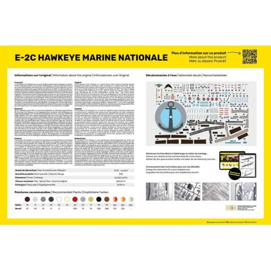 HEL-82302-Maquette avion E-2C Hawkeye Marine Nationale 1/72 - Heller 82302